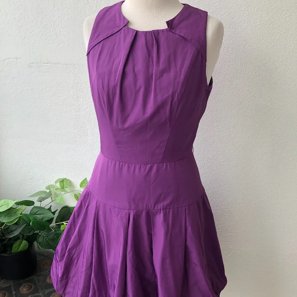 CUE Purple Sleeveless Pleated Fit n Flare Dress Size 8 New w Tags RRP $249 - Picture 1 of 12